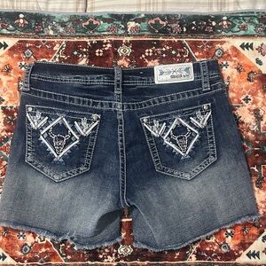 Western Aztec Grace Easy Fit Denim Shorts